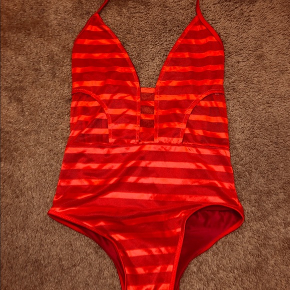red striped bathing suit